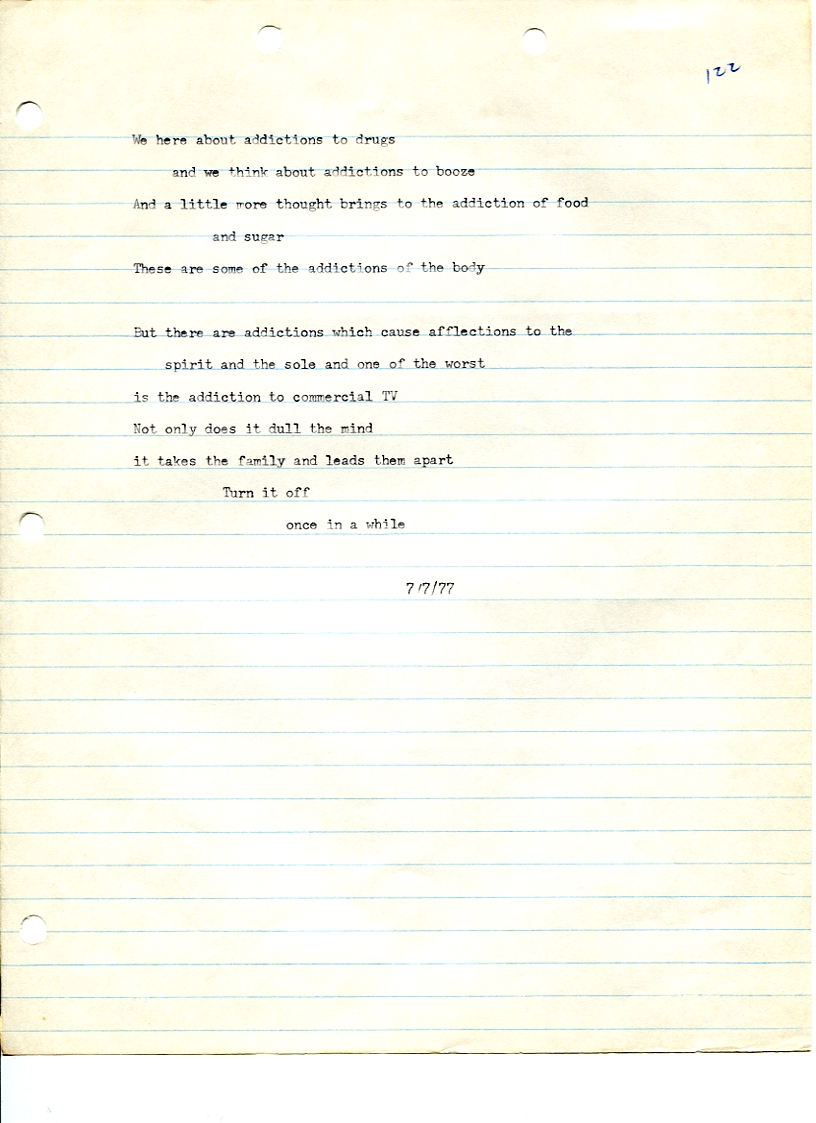poems about tv addiction