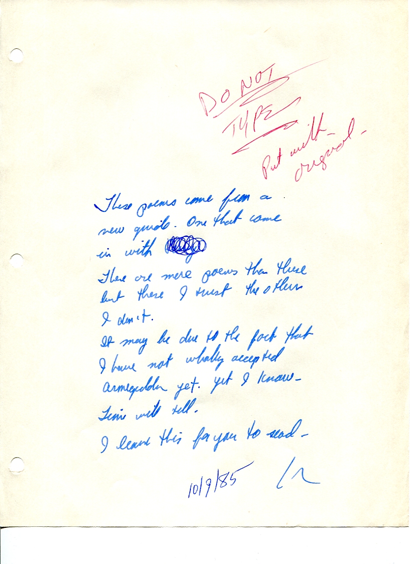 John WorldPeace Poems 1985 | World Peace Poems