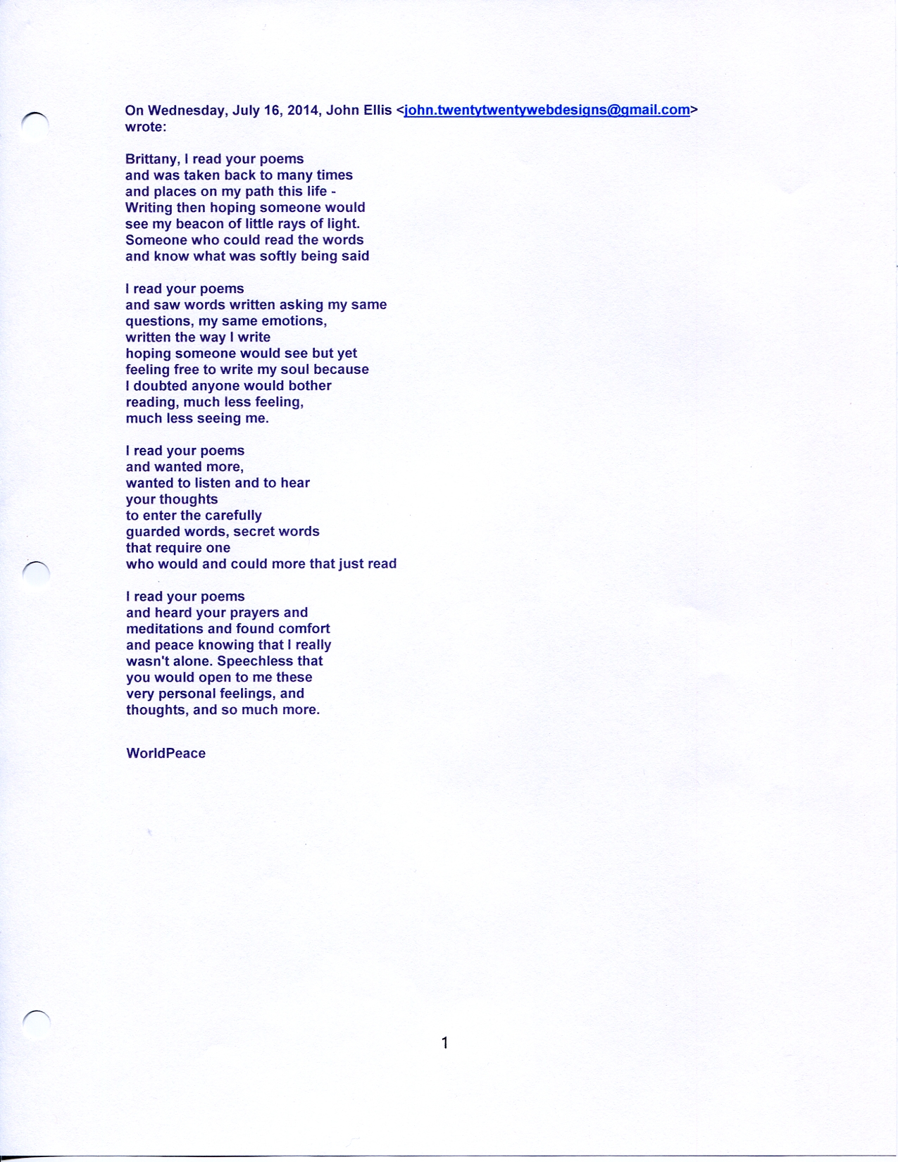 John WorldPeace Poems 2013